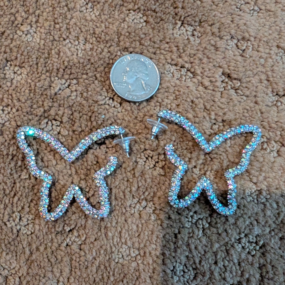 Sparkling Butterfly Earrings - Picture 2 of 2